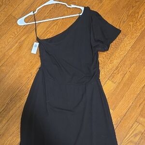 Old Navy Black One-Shoulder Flutter Sleeve Cocktail Dress